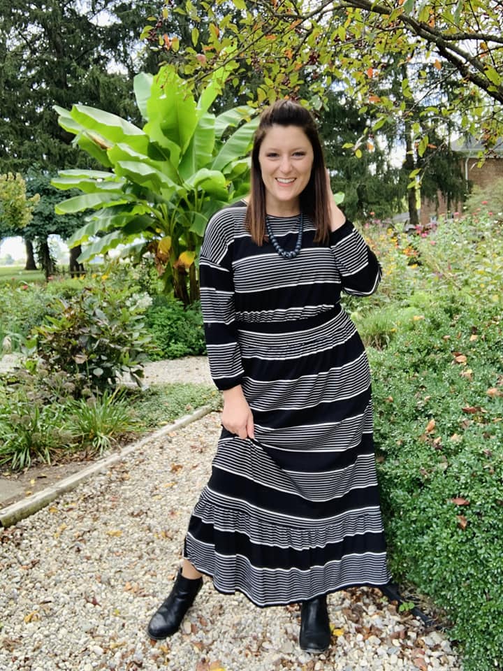 Evelyn Smocked Maxi Dress - Black & White Stripe Medium Evelyn Smocked Maxi Dress - Black & White Stripe Medium