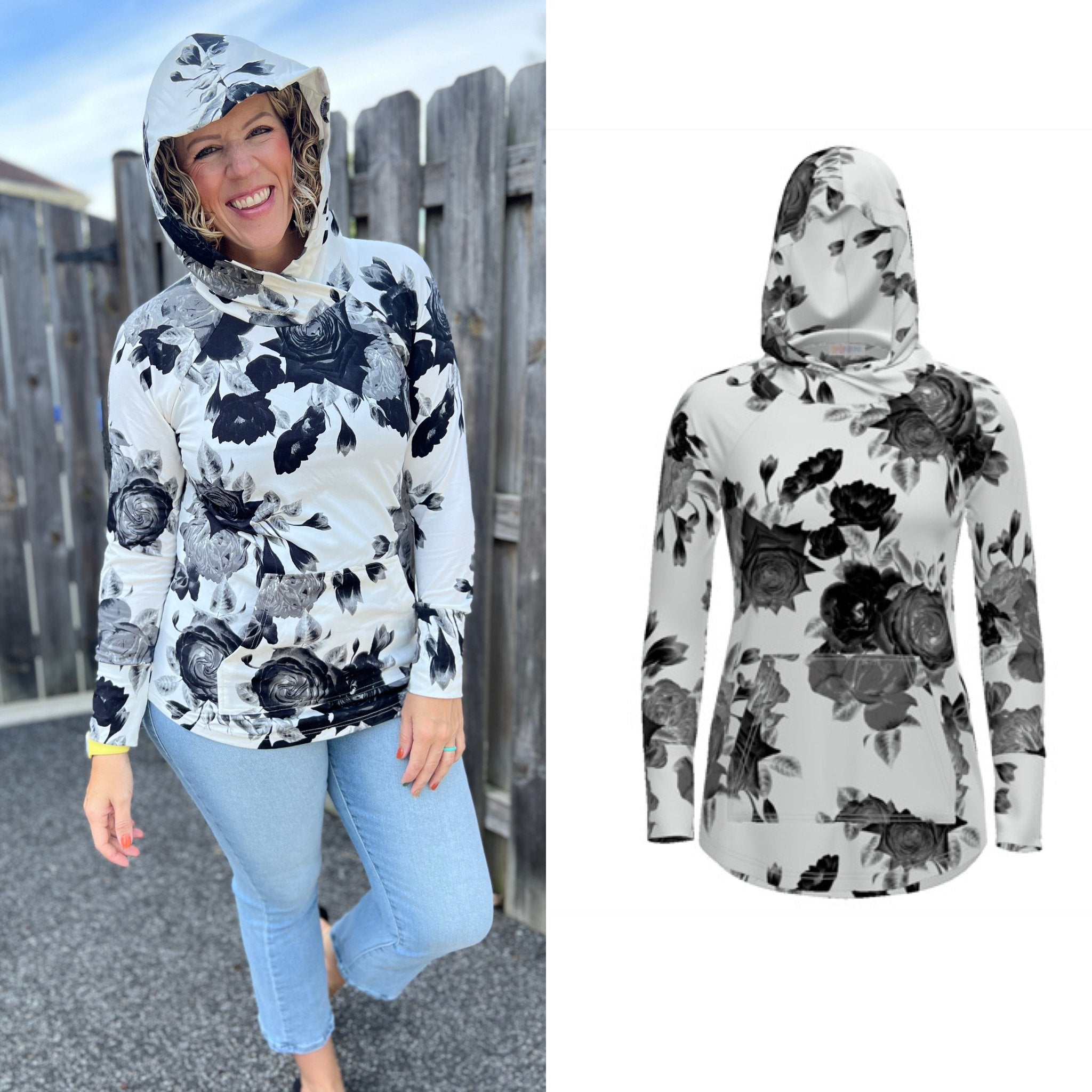 AMBER HOODIE BLACK FLORAL