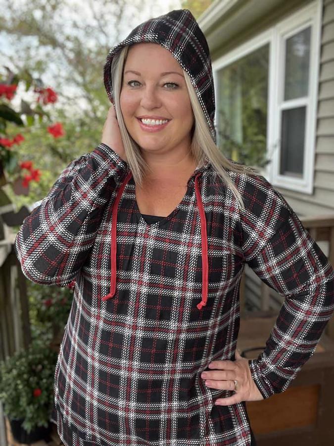 ELIZA HOODIE - CHARCOAL PLAID