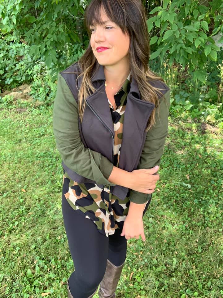 MOTO JACKET - OLIVE & COAL