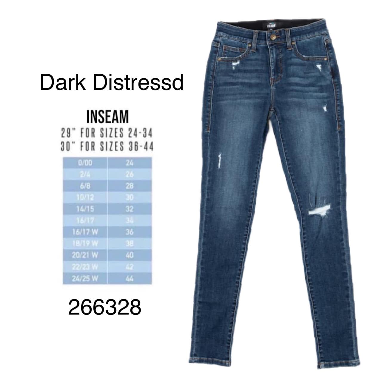 SKINNY DENIM - DARK DISTRESSED
