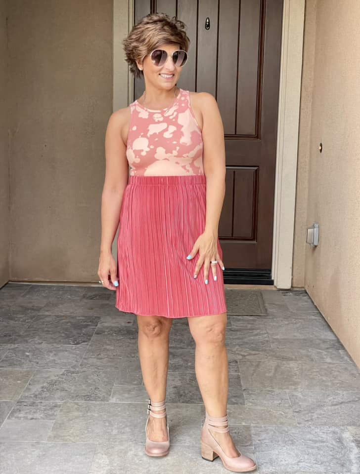 Samantha Plissé Skirt - SALMON