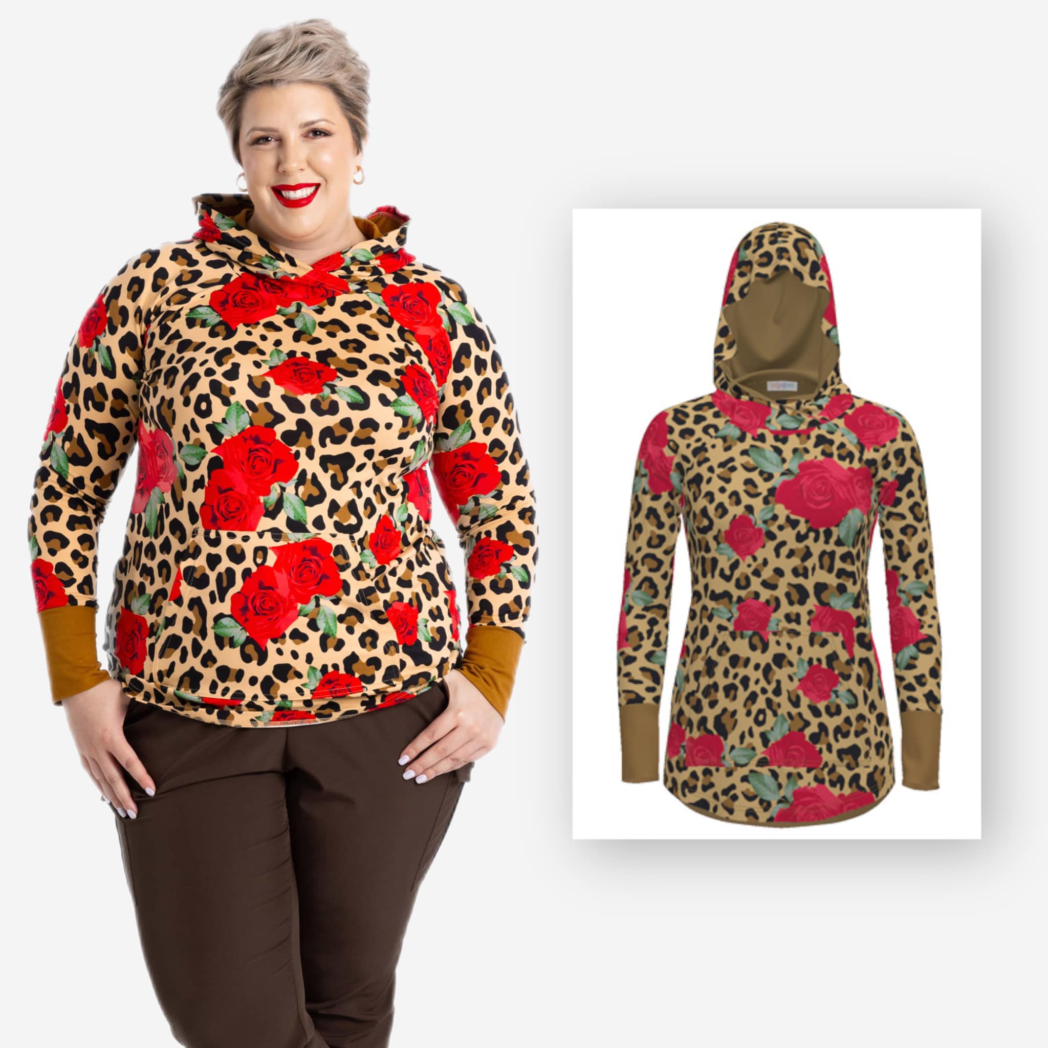 AMBER HOODIE LEOPARD ROSE