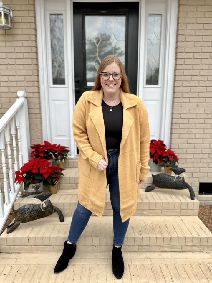 LAURA LAPEL OPEN CARDIGAN - CAMEL