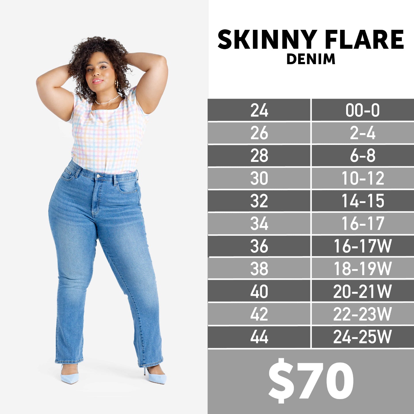 SKINNY FLARE DENIM - BLUE IVY WASH